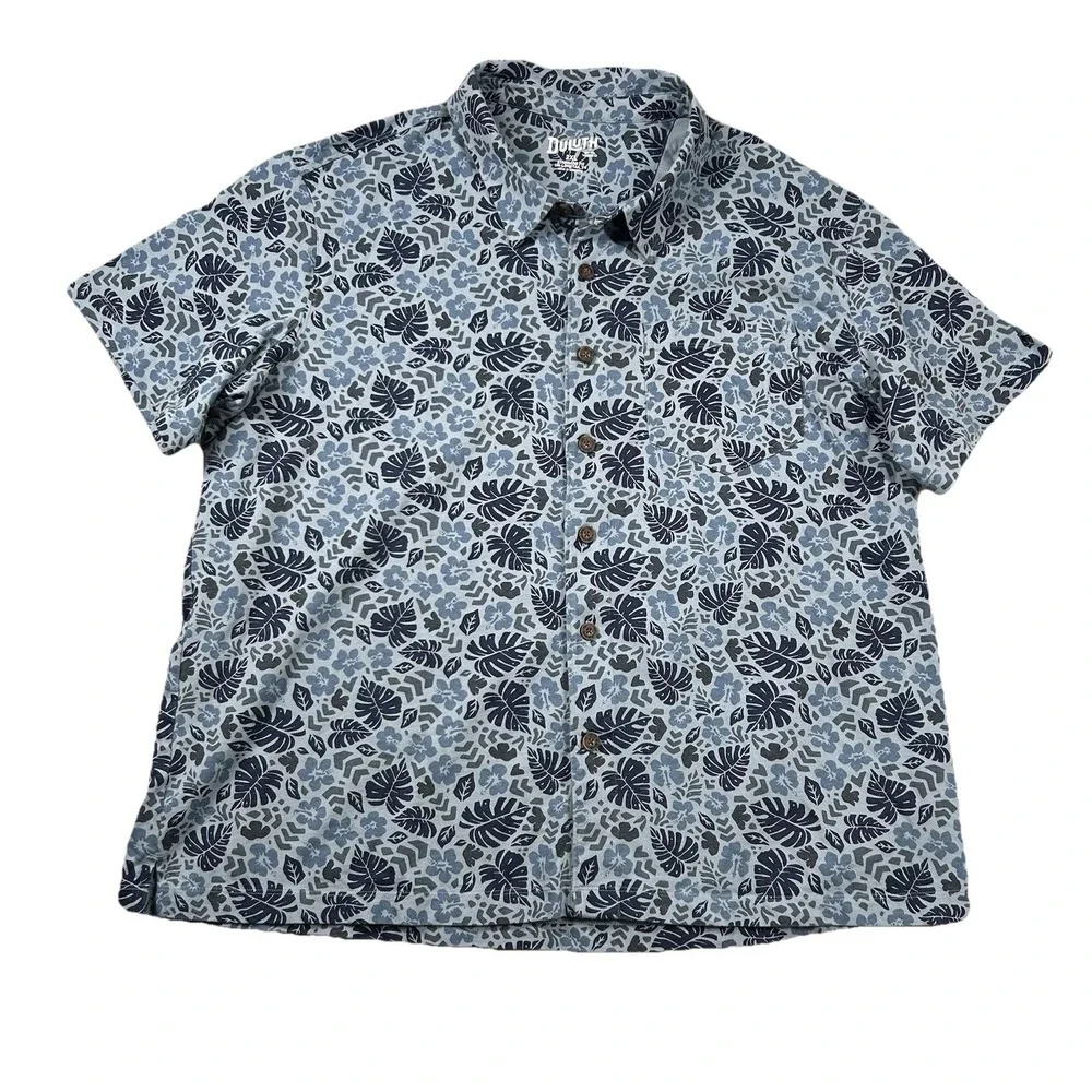 Duluth Trading Shirt Mens 2xl Floral Camp Un-Longtail Standard Fit Hawaiian